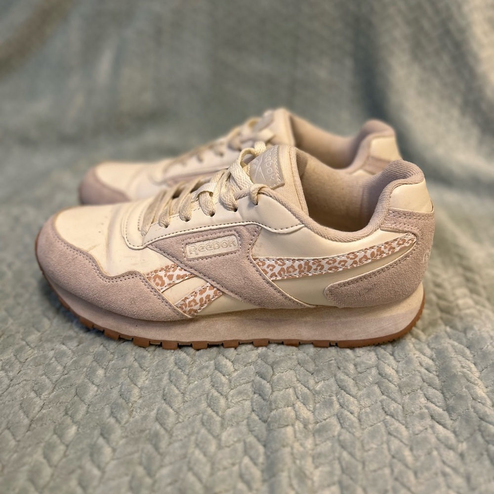 Reebok Leather Harman Double Beige and Brown Animal Print Sneakers
